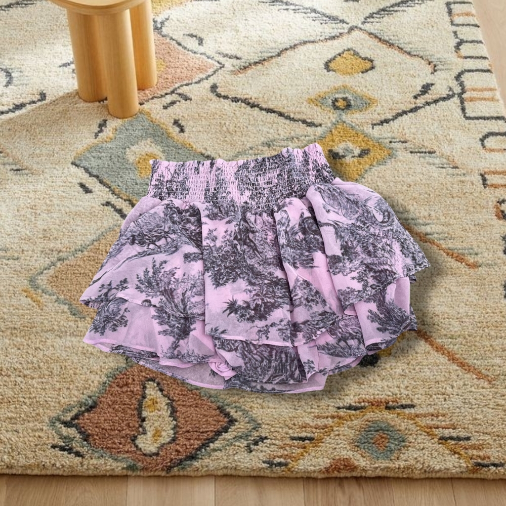 Purple ruffle mini skirt